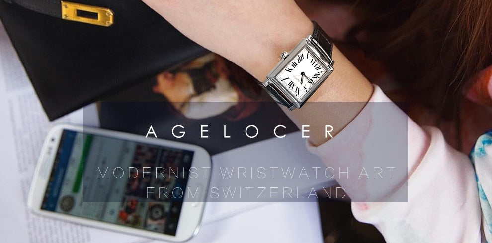 AGELOCER Original Luxury Luminous Waterproof Stainless Steel Genuine Leather Quartz Ladies Watch