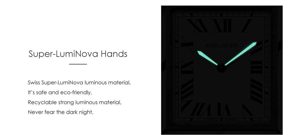 AGELOCER Original Luxury Luminous Waterproof Stainless Steel Genuine Leather Quartz Ladies Watch