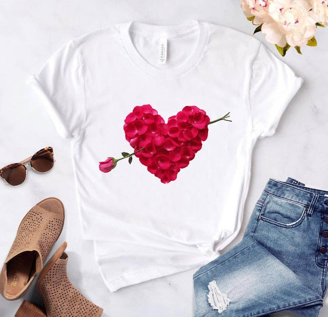 Assorted Heart Print ladies' T-shirts