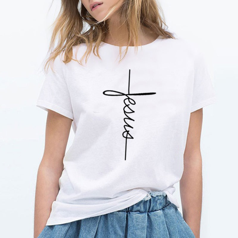 Short Sleeve Jesus T-shirt Christian Cross Printing