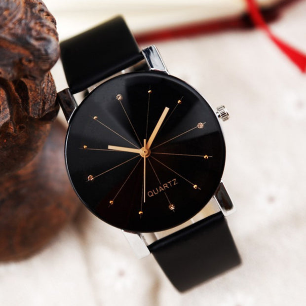 Elegant Leather Strap Ladies Wrist Watch