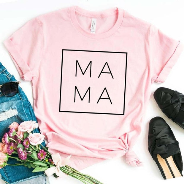 Mama Square Women Cotton T-Shirts