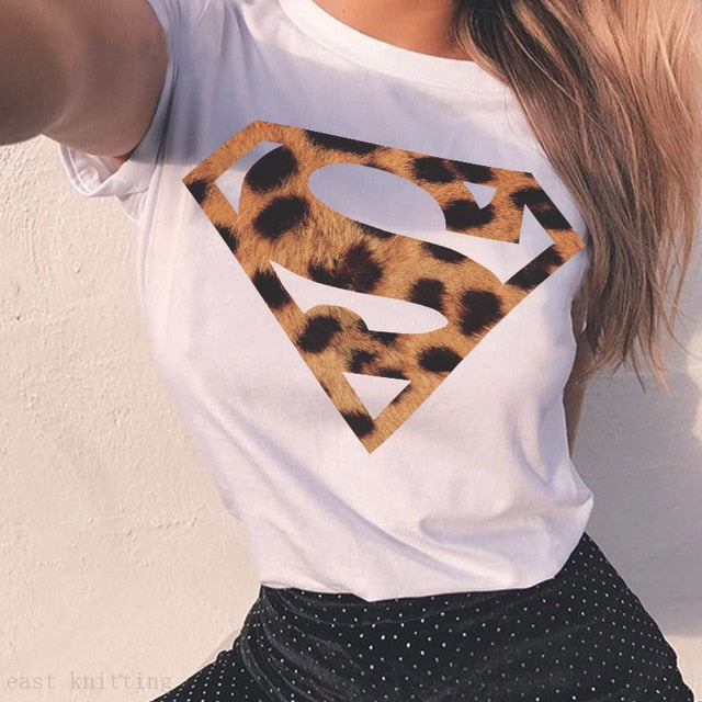 Women T-Shirt Leopard Heart Print T Shirt