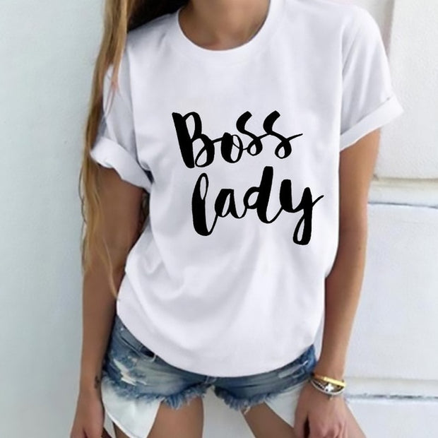 Boss Lady Letter Print T shirt