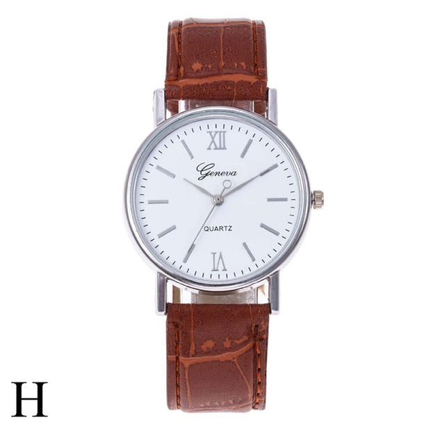 GENEVA Precision Scale Dial Leather Woman's Watch