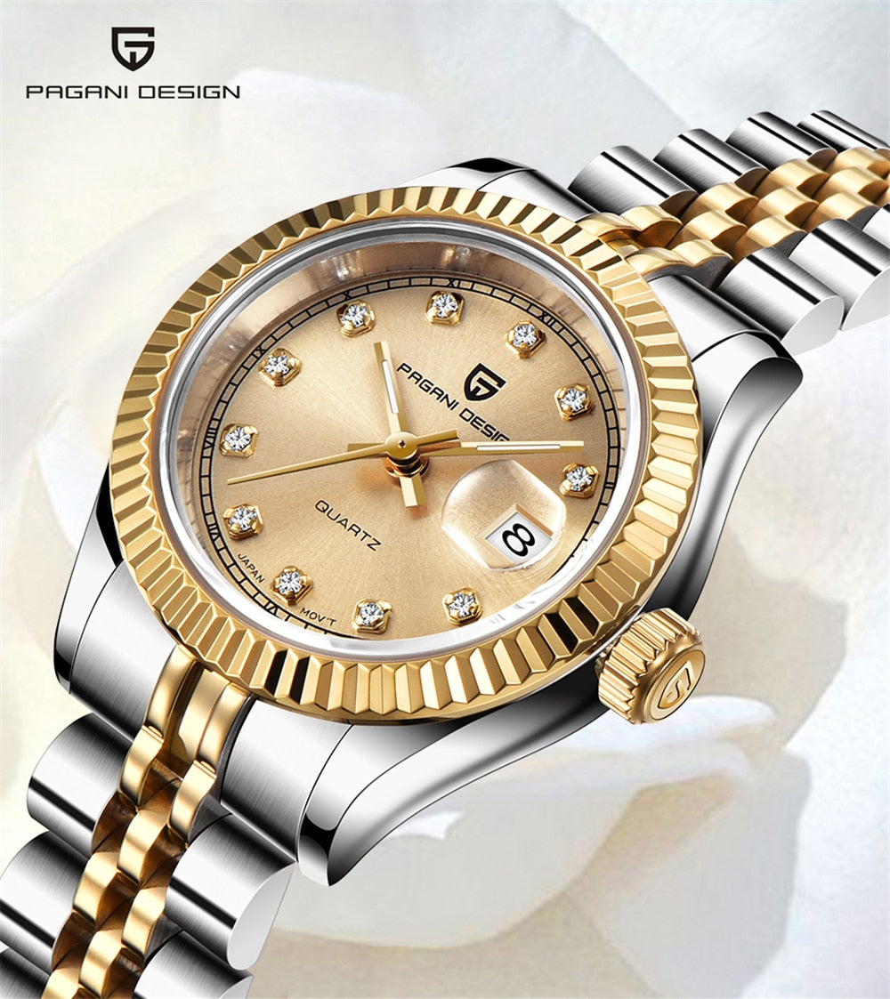 PAGANI DESIGN Top Brand Luxury Stainless Steel Waterproof Quartz Watch Femme