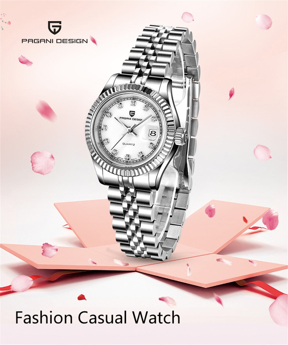 PAGANI DESIGN Top Brand Luxury Stainless Steel Waterproof Quartz Watch Femme